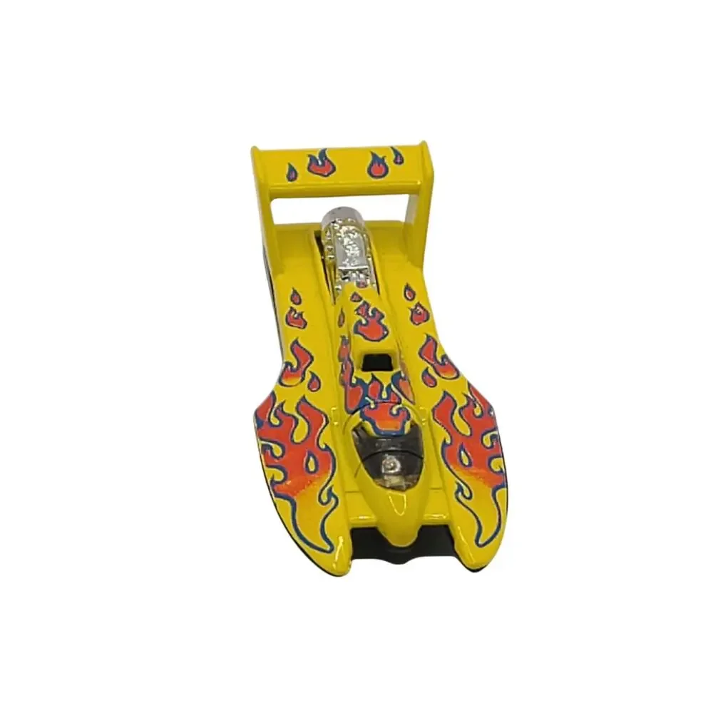 Vintage 1996 Hot Wheels Hydroplane Flame Thrower series, yellow red orange blue